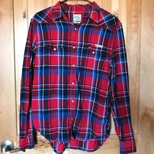 Red and blue Lucky Brand flannel shirt